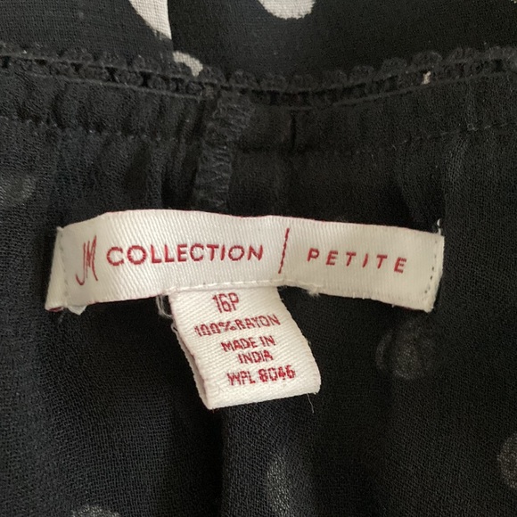 JM Collection Vintage Pre-Loved Black Polka Dot Black Flow Skirt - Picture 7 of 8